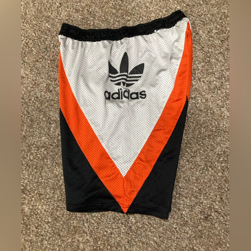 Adidas Tri-Color Sports Shorts - Black, Orange, and White